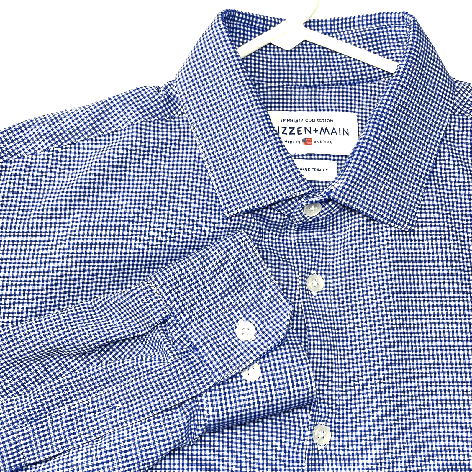 Mizzen + Main Mens 2XL Shirt Spinnaker Trim Fit Blue Gingham Check Long Sleeve - Image 1