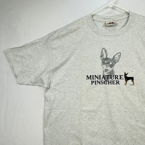 Vintage Gr8 Dogs T-Shirt 2XL Miniature Pinscher Embroider Crew Short Sleeve NEW - Thumbnail 6