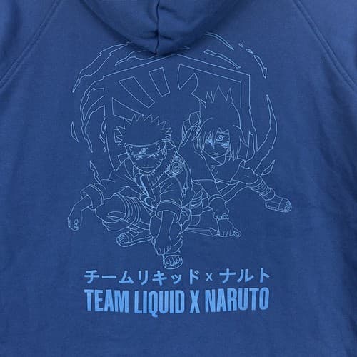 Team Liquid X Naruto 20Y Mens Medium Blue Frayed Pullover Friendship Hoodie NWT - Thumbnail 10