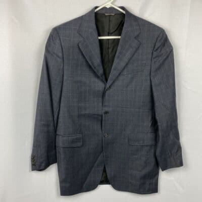 Trussini Sport Coat Lana Super 120s Mens 40 R Blazer 3-Button Blue Plaid Italy - Thumbnail 2