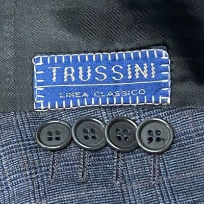 Trussini Sport Coat Lana Super 120s Mens 40 R Blazer 3-Button Blue Plaid Italy - Thumbnail 3
