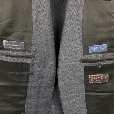 Trussini Sport Coat Lana Super 120s Mens 40 R Blazer 3-Button Blue Plaid Italy - Thumbnail 12