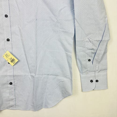 NEW Taccaliti Dress Shirt Size US 16 41 Blue Check Long Sleeve Made Italy $225 - Thumbnail 4