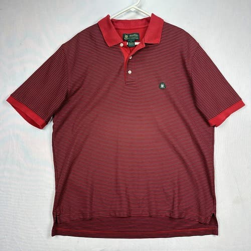 Brooks Brothers St Andrews Golf Polo Mens XL Shirt Red Blue Striped Short Sleeve - Thumbnail 2