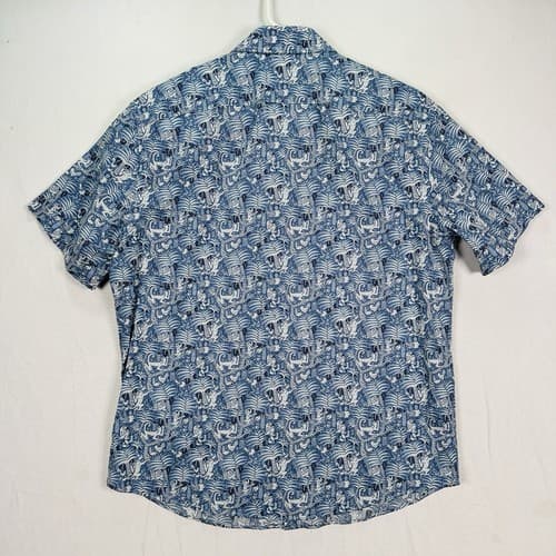 UNTUCKIT RAJPAL Short Sleeve Button Shirt Medium Blue Monkey Jungle Geometric - Thumbnail 3