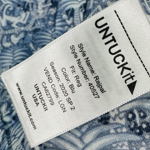 UNTUCKIT RAJPAL Short Sleeve Button Shirt Medium Blue Monkey Jungle Geometric - Thumbnail 7