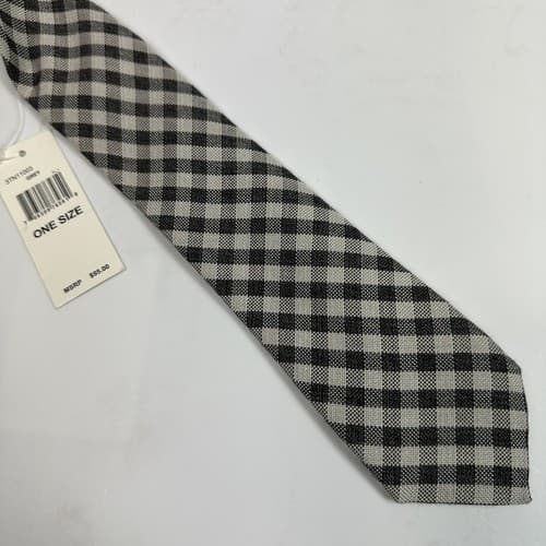NEW TED BAKER Silk Blend Tie Mens Skinny Gray Gingham Plaid Necktie $95 - Thumbnail 2