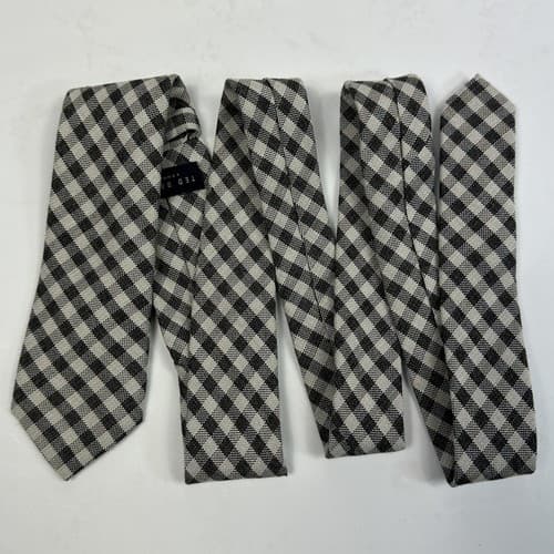 NEW TED BAKER Silk Blend Tie Mens Skinny Gray Gingham Plaid Necktie $95 - Thumbnail 5