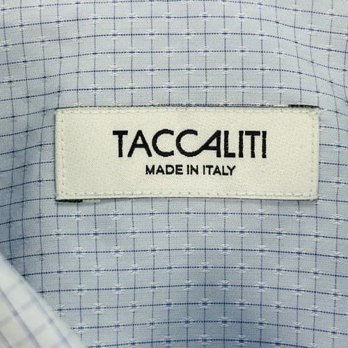 NEW Taccaliti Dress Shirt Size US 16 41 Blue Check Long Sleeve Made Italy $225 - Thumbnail 8