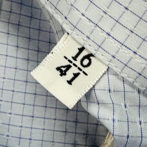 NEW Taccaliti Dress Shirt Size US 16 41 Blue Check Long Sleeve Made Italy $225 - Thumbnail 9