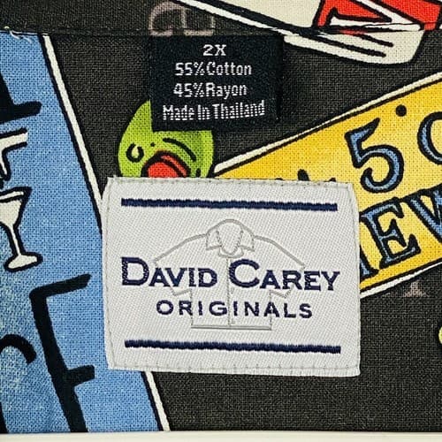 NEW David Carey Mens 2XL Martini All Over Print Shirt Button Black Camp Lounge - Thumbnail 7