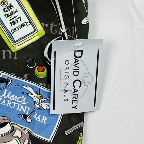 NEW David Carey Mens 2XL Martini All Over Print Shirt Button Black Camp Lounge - Thumbnail 8