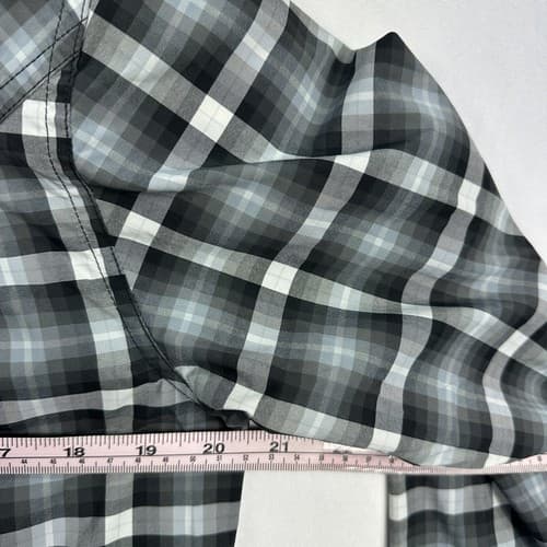 Stio Mens XS Eddy Plaid Pearl Snap Shirt Nylon Black Gray Plaid Long Sleeve EUC - Thumbnail 11