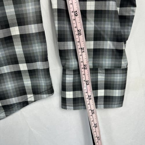 Stio Mens XS Eddy Plaid Pearl Snap Shirt Nylon Black Gray Plaid Long Sleeve EUC - Thumbnail 12