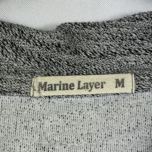 Marine Layer Mens Medium Sweater Pullover Shawl Collar Grey Terry Cloth - Thumbnail 7