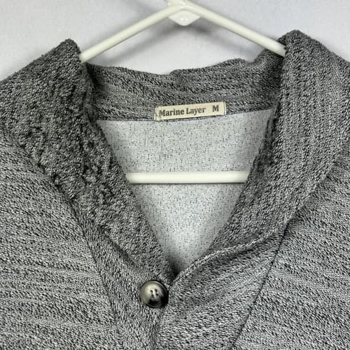 Marine Layer Mens Medium Sweater Pullover Shawl Collar Grey Terry Cloth - Thumbnail 6