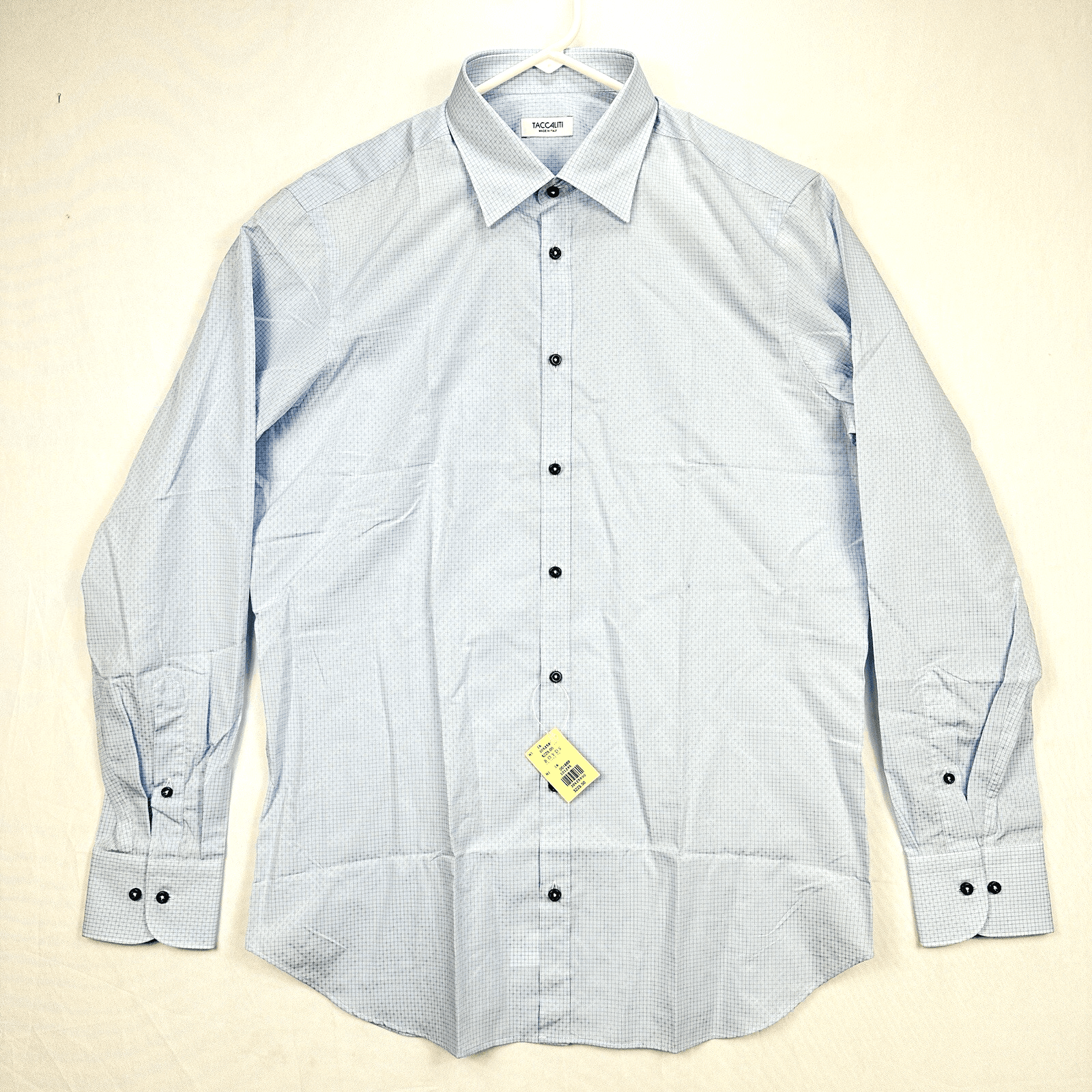 NEW Taccaliti Dress Shirt Size US 16 41 Blue Check Long Sleeve Made Italy $225 - Image 1