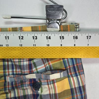 Viyella Shorts Mens 34 Yellow Blue Plaid 100% Cotton Summer Preppy Casual 8" - Thumbnail 8
