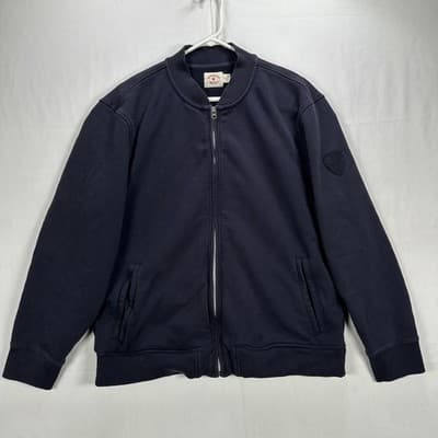 Brooks Brothers Red Fleece Bomber Jacket Mens XL Navy Cotton Full Zip Casual - Image 1