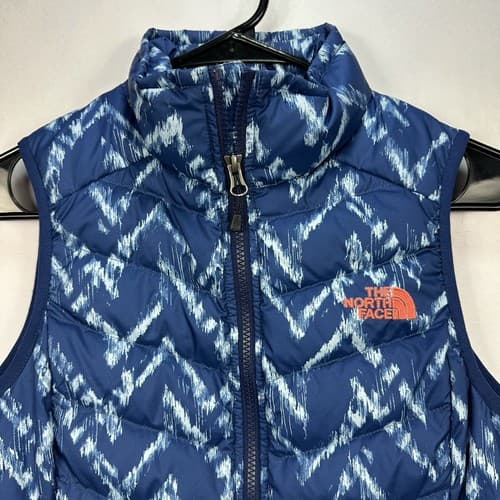 The North Face Flare Down Vest 550 Fill Womens XS Blue Geometric Full Zip Puffer - Thumbnail 5