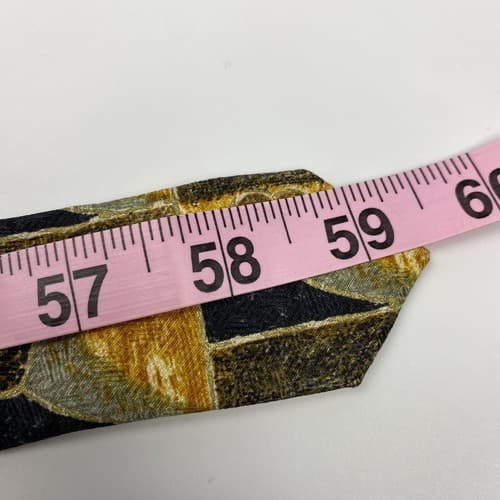 Ermenegildo Zegna 100% Silk Mens Tie Geometric Pattern Necktie Gold Black - Thumbnail 7