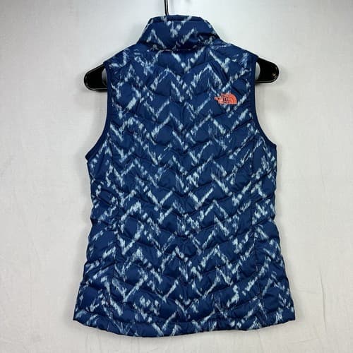 The North Face Flare Down Vest 550 Fill Womens XS Blue Geometric Full Zip Puffer - Thumbnail 2