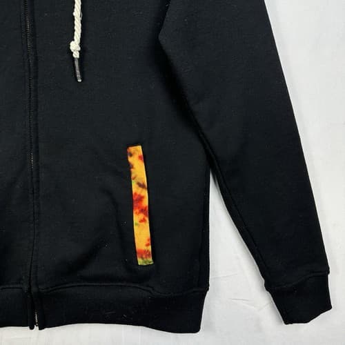 Original Fables Hoodie Mens Small Black Full Zip Psychedelic Waves OGF EUC - Thumbnail 3