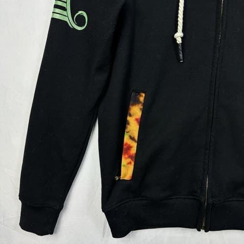 Original Fables Hoodie Mens Small Black Full Zip Psychedelic Waves OGF EUC - Thumbnail 4