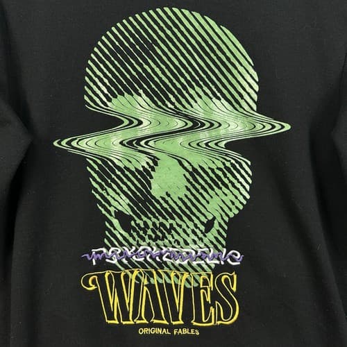 Original Fables Hoodie Mens Small Black Full Zip Psychedelic Waves OGF EUC - Thumbnail 9