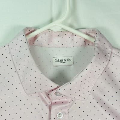 Collars & Co Polo Shirt Mens 3XL Pink Polka Dot Short Sleeve Performance Golf - Thumbnail 4