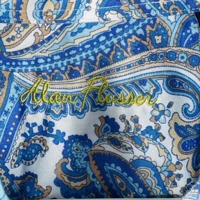 Alan Flusser Shirt Mens Large Blue Paisley Long Sleeve Button Front Cotton - Thumbnail 4