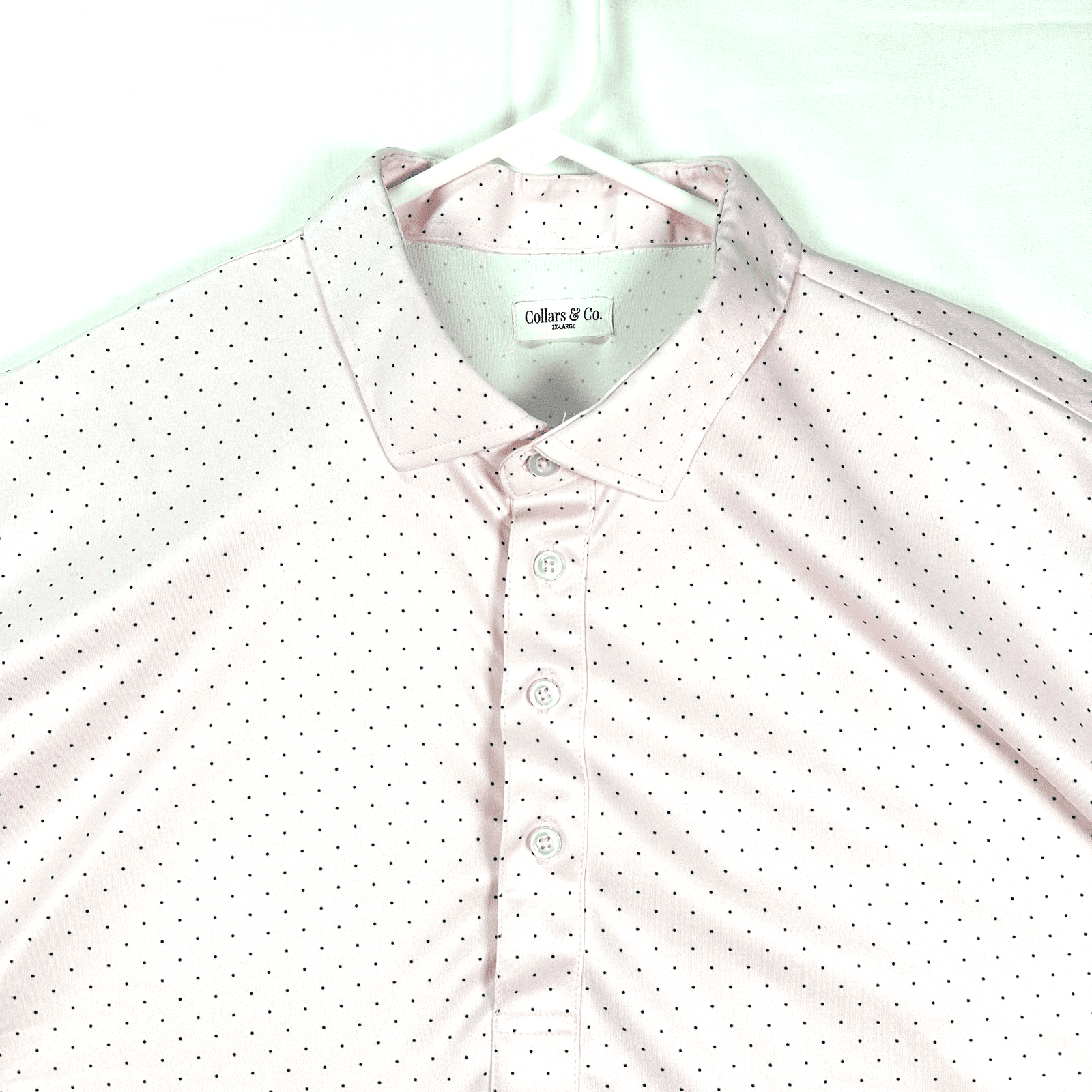 Collars & Co Polo Shirt Mens 3XL Pink Polka Dot Short Sleeve Performance Golf - Thumbnail 2