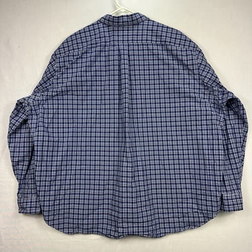 Ralph Lauren Mens 3XB Oxford Shirt Blue Plaid Long Sleeve Button Down Cotton - Thumbnail 3
