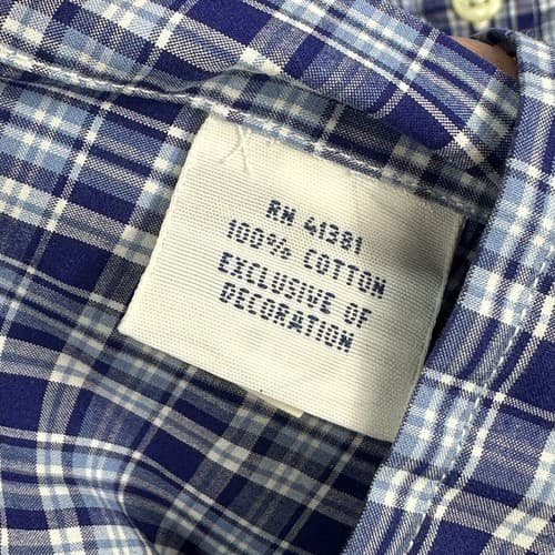 Ralph Lauren Mens 3XB Oxford Shirt Blue Plaid Long Sleeve Button Down Cotton - Thumbnail 8