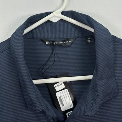 NEW Travis Mathew Evening Bonfire Shirt Mens 2XL Blue Button Up Long Sleeve $140 - Thumbnail 6