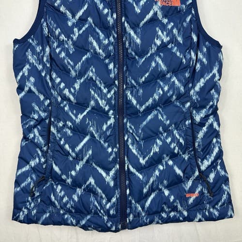 The North Face Flare Down Vest 550 Fill Womens XS Blue Geometric Full Zip Puffer - Thumbnail 4