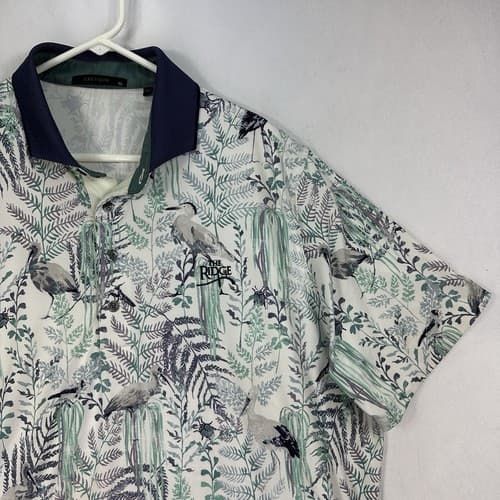 Greyson Bird Song Golf Polo Shirt Mens XL Multicolor Floral Heron Short Sleeve - Thumbnail 4