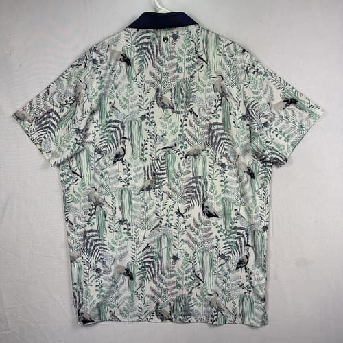 Greyson Bird Song Golf Polo Shirt Mens XL Multicolor Floral Heron Short Sleeve - Thumbnail 3