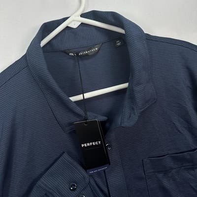 NEW Travis Mathew Evening Bonfire Shirt Mens 2XL Blue Button Up Long Sleeve $140 - Thumbnail 2