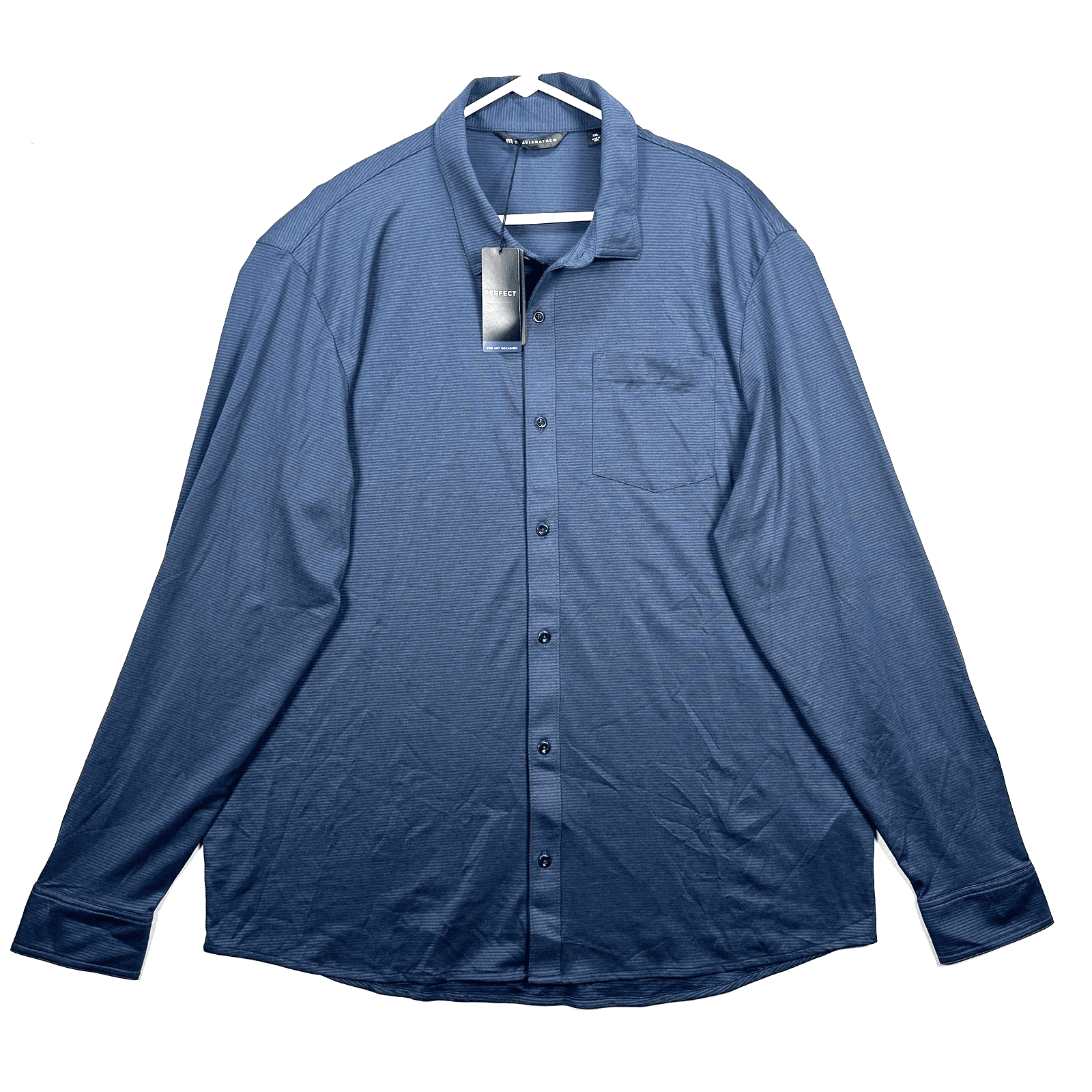 NEW Travis Mathew Evening Bonfire Shirt Mens 2XL Blue Button Up Long Sleeve $140 - Image 1