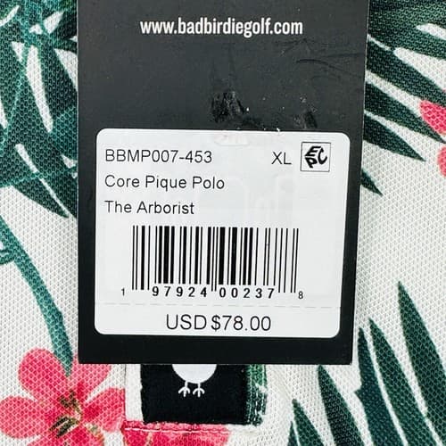 NEW Bad Birdie Golf Polo Shirt The Arborist XL Multicolor Floral Short Sleeve - Thumbnail 7