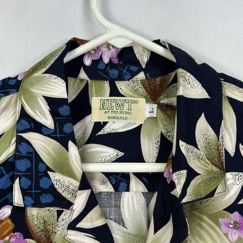 Newt At The Royal Hawaiian Shirt Mens Large Multicolor Floral Ukulele Vintage - Thumbnail 5
