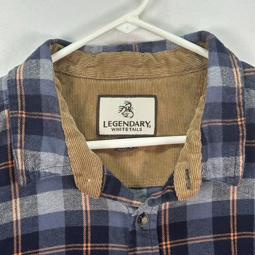 Legendary Whitetails Shirt Mens 2XL Blue Plaid Flannel Long Sleeve Outdoor EUC - Thumbnail 5