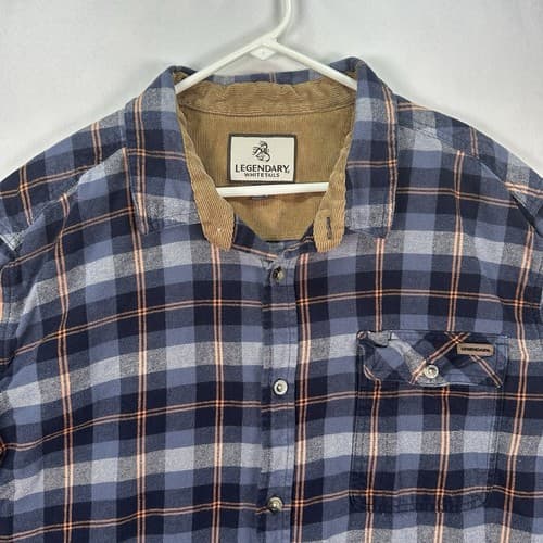 Legendary Whitetails Shirt Mens 2XL Blue Plaid Flannel Long Sleeve Outdoor EUC - Thumbnail 4