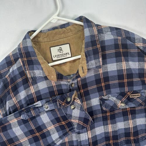 Legendary Whitetails Shirt Mens 2XL Blue Plaid Flannel Long Sleeve Outdoor EUC - Thumbnail 3