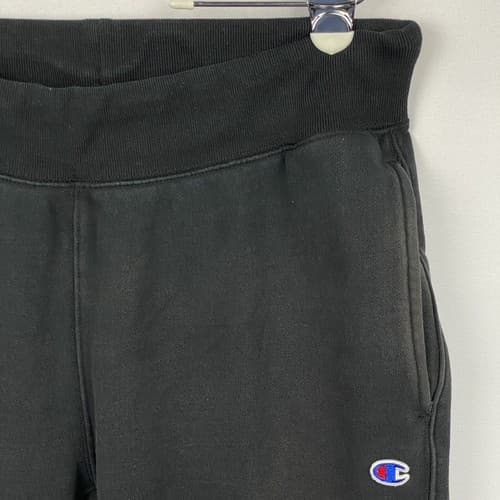 Champion Reverse Weave Joggers Black Spellout Mens Large Sweatpants Vintage - Thumbnail 6
