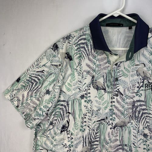 Greyson Bird Song Golf Polo Shirt Mens XL Multicolor Floral Heron Short Sleeve - Thumbnail 5