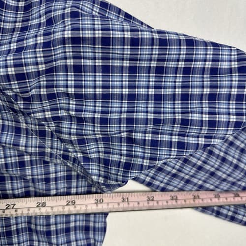 Ralph Lauren Mens 3XB Oxford Shirt Blue Plaid Long Sleeve Button Down Cotton - Thumbnail 9