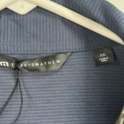 NEW Travis Mathew Evening Bonfire Shirt Mens 2XL Blue Button Up Long Sleeve $140 - Thumbnail 7