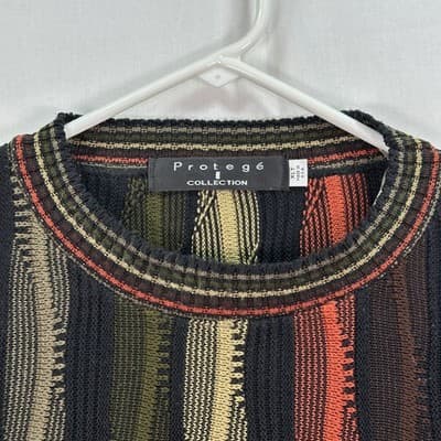 Vintage Protege Collection Sweater Mens XLT Multicolor 3D Knit Coogi Style 90s - Thumbnail 3